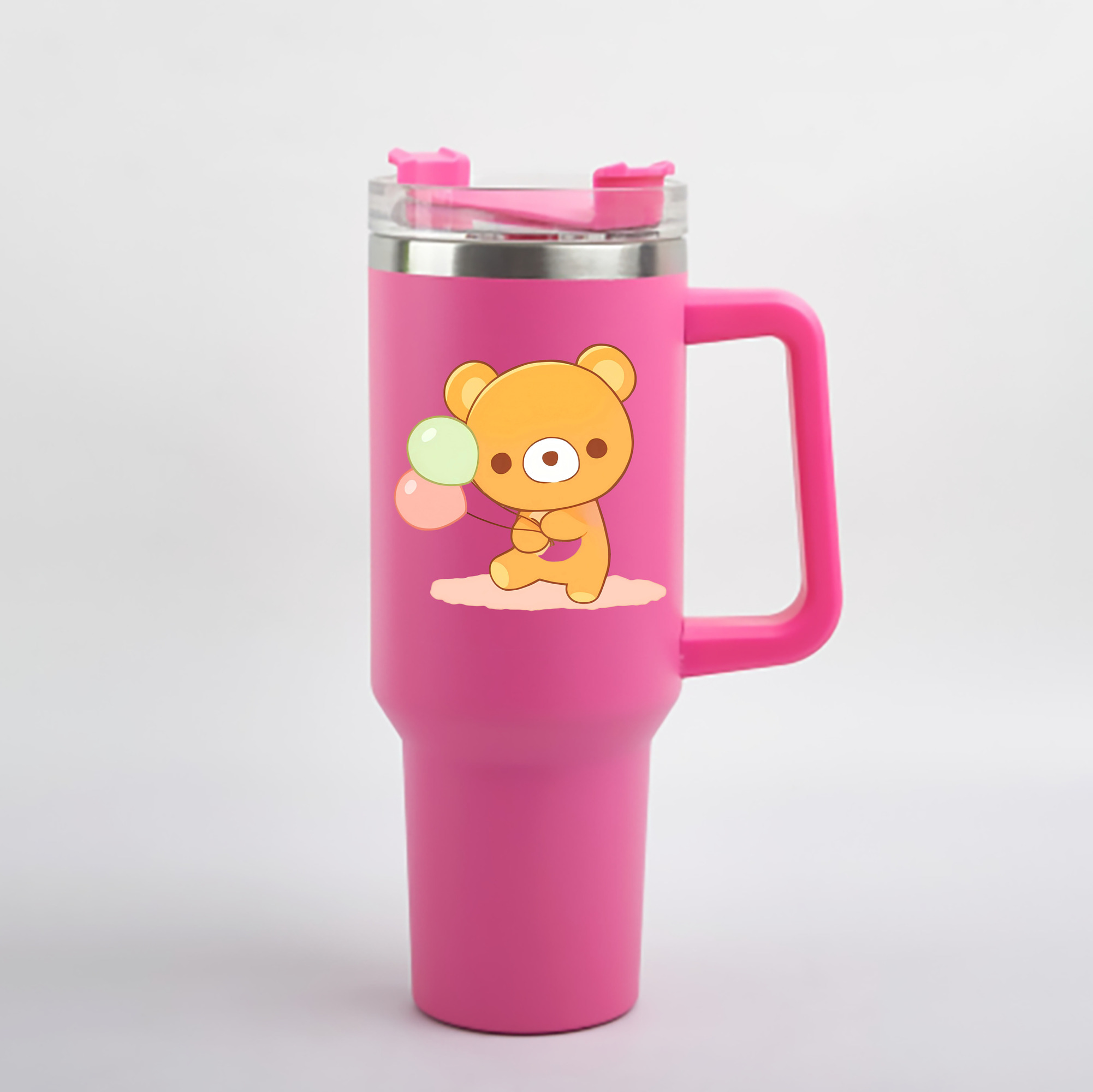（画像用） リラックマ リラックマ キイロイトリ Rilakkuma Korilakkuma Kiiroitori 1200mL車用タンブラー - クリスタルステッカー（プラスチックストロー付き）